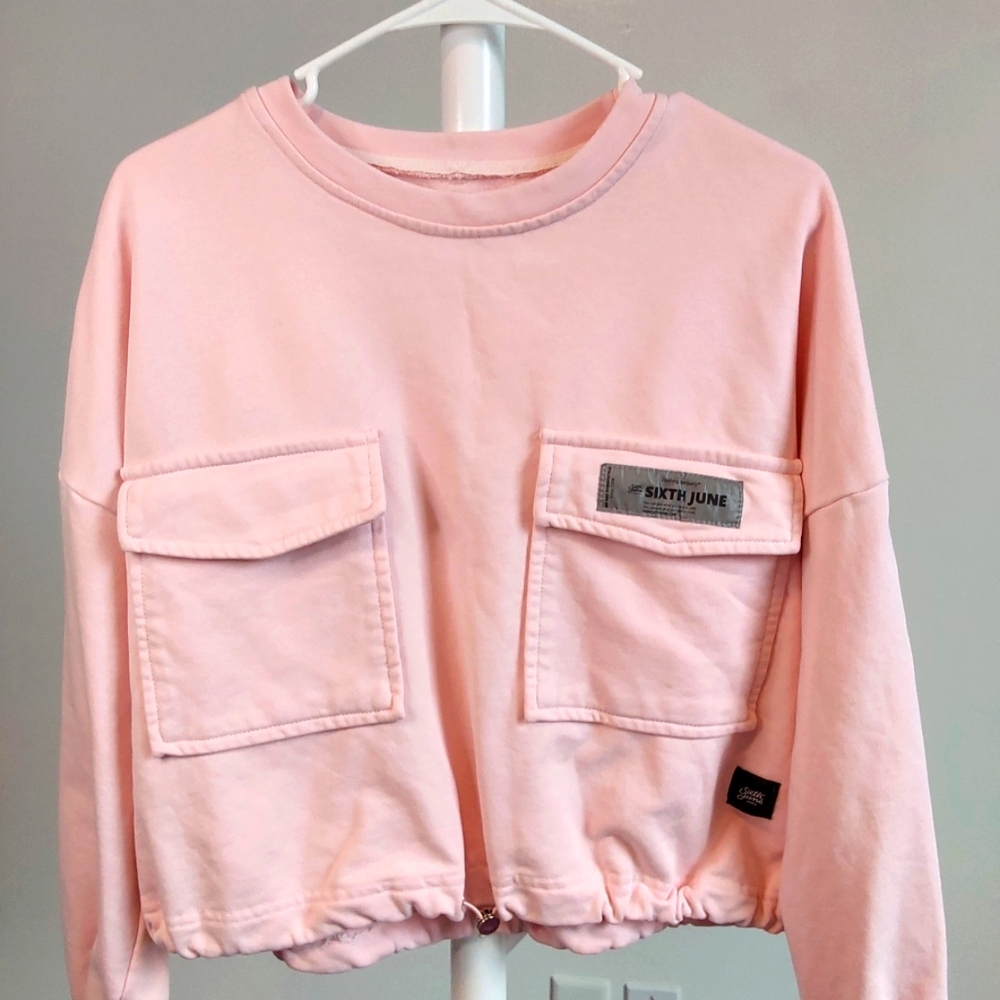 Pink Sixth June Cropped Sweatshirt